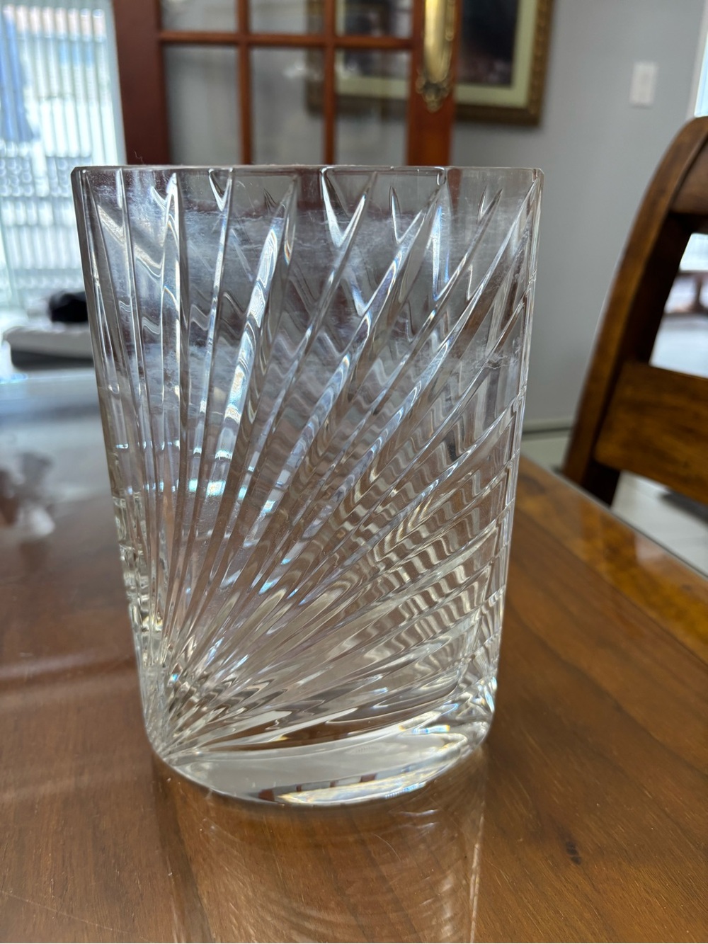 Cut Crystal Tumbler Vase with Radiant Spiral Cut Design